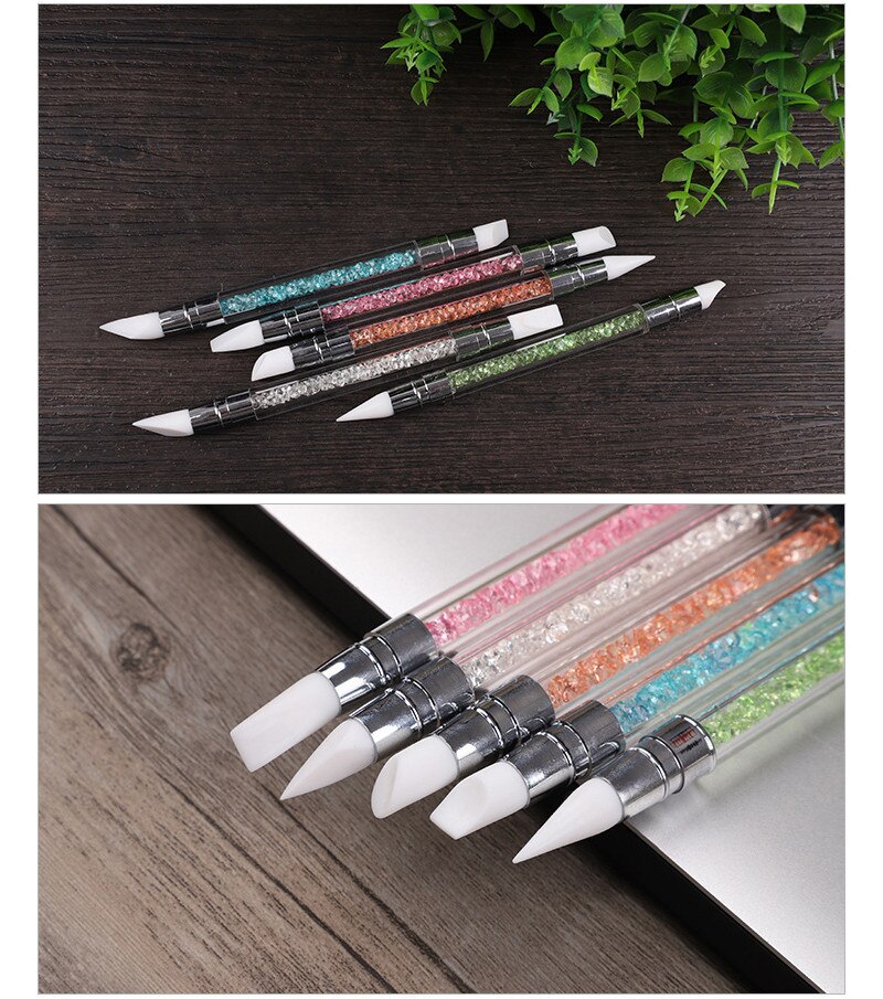 Stylo à points pour vernis Gel UV, 5 pièces, pour Nail Art, strass