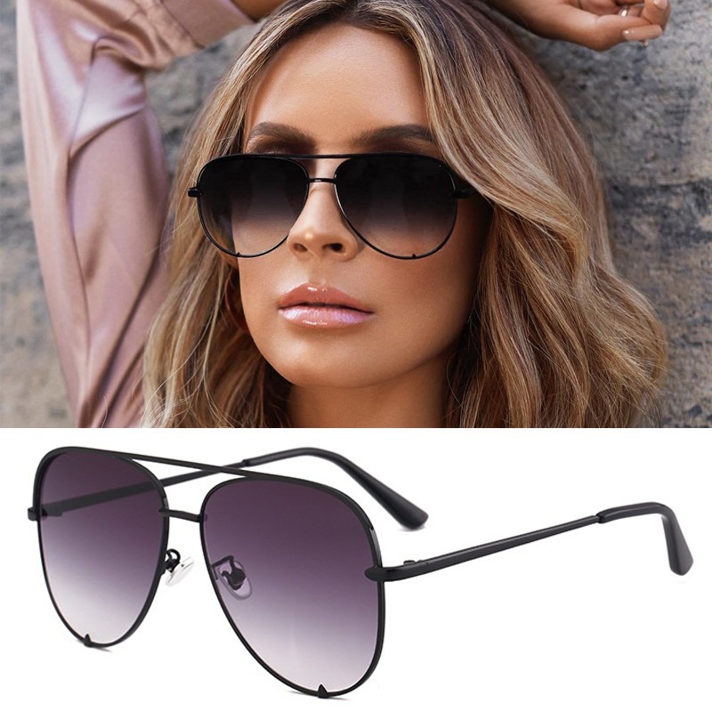 Mærke solbriller kvinders overdimensionerede pilot solbriller til kvinder luksus nuancer lunettes femme  uv400: D553 sortgrå