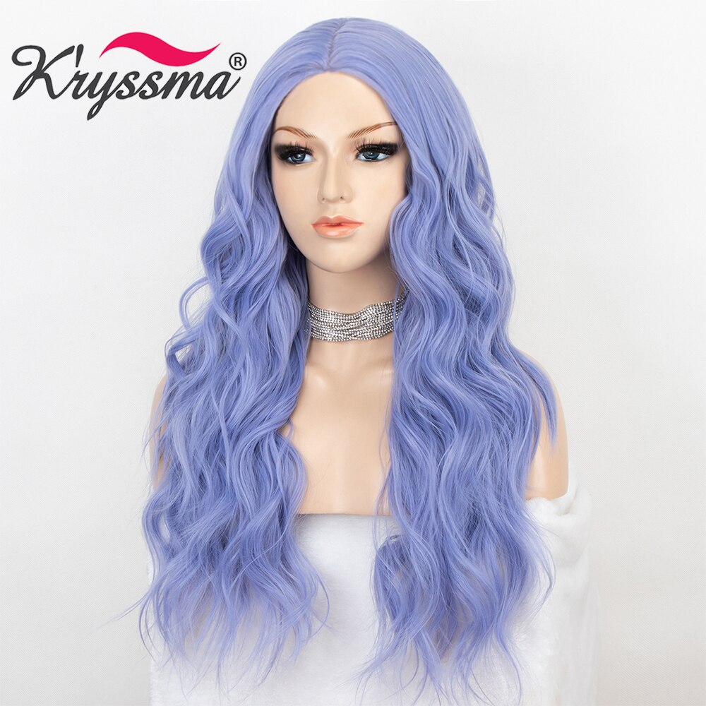 Kryssma Für Frauen Körper Welle Perücke Licht Lila Cosplay Perücken Lange Gewellte Synthetische Perücke Lila Perücken Halloween Party Faser Haar perücke