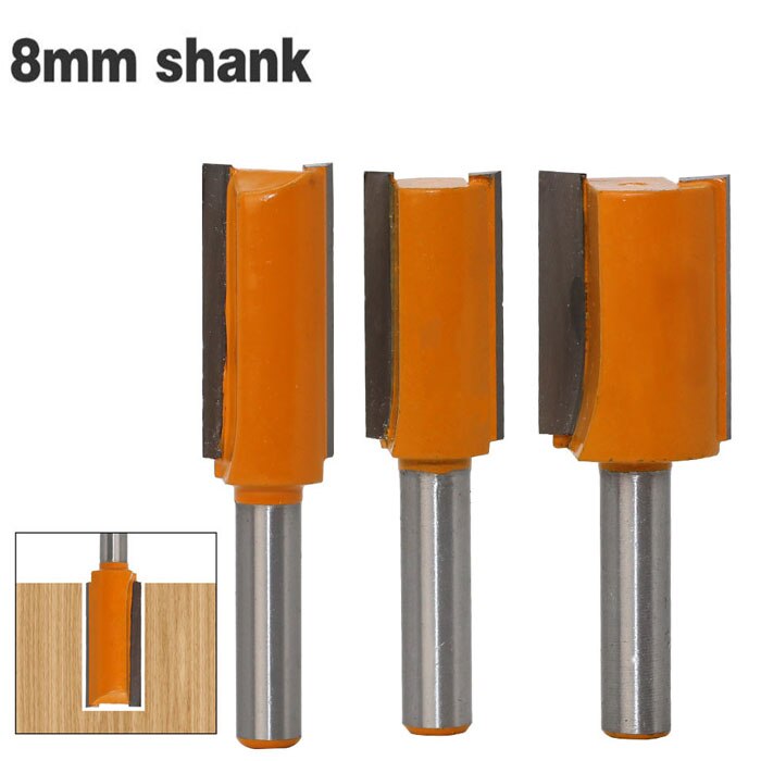 1pc 8mm Shank Straight Long Blade Flush Trim Wood Router Bit Industrial Grade Two Flute Woodworking Milling Cutter