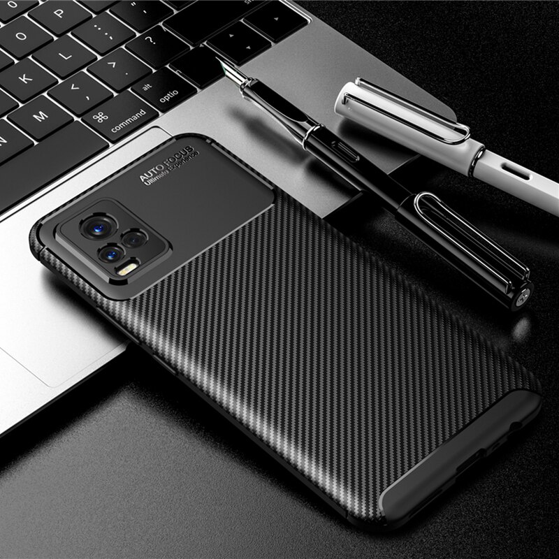 For VIVO V20 Case Soft Silicon Cover Carbon Fiber TPU Shockproof Case For VIVO V20 Pro Anti-fall Fundas: For VIVO V20 Pro / Black