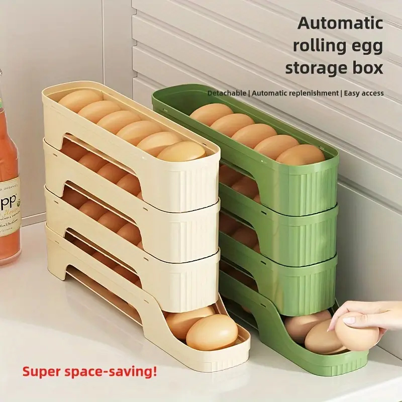 1Pc Detachable Rolling Egg Holder, Space-Saving PP Material Egg Storage Box for Refrigerator Easy Access & Freshness Maintenance