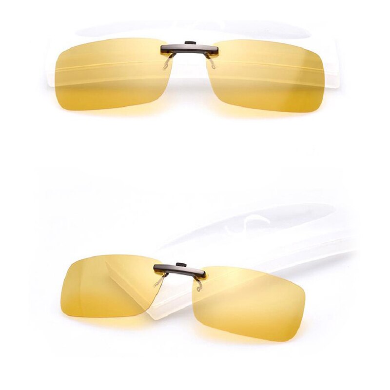 Men's Women's Polarized Day Night Vision Clip On Lens Glasses Sunglasses K3NF: Gold