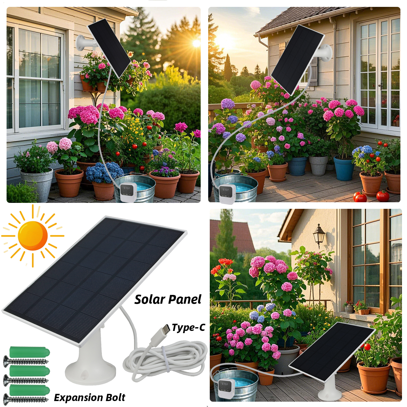Garden Solar Timer Automatic Drip Irrigation Kit Solar Powered for Balcony Potted Plants Watering System DIY Dropper Fittings