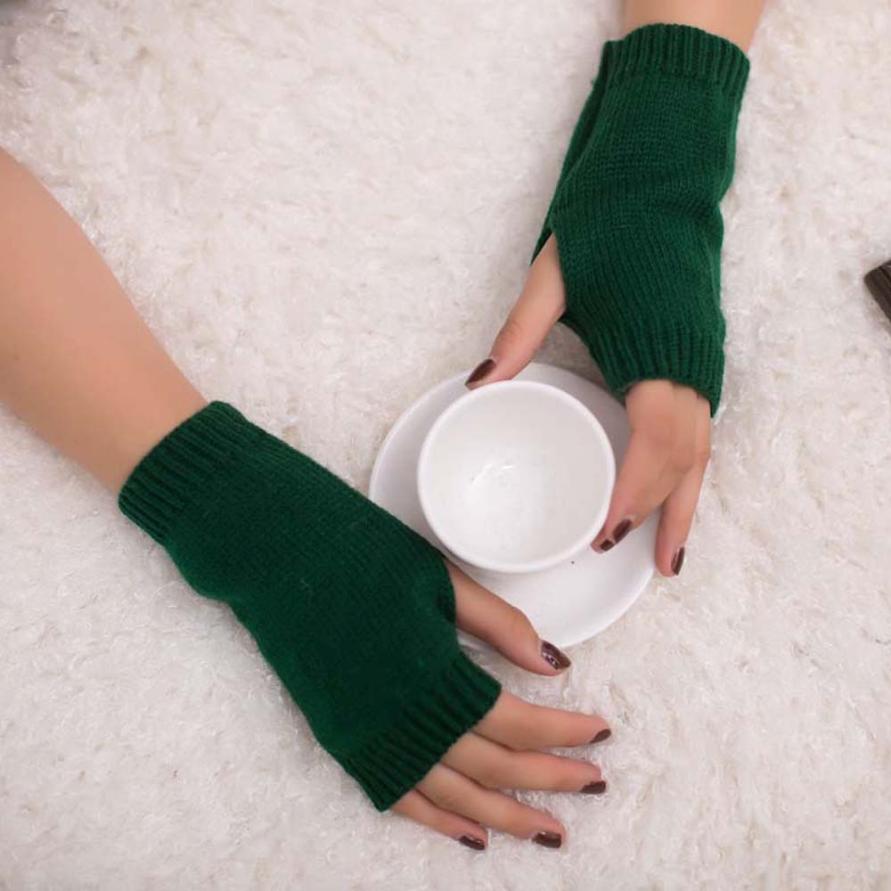 Muqgew Mooie Vrouwen Meisje Prachtige Gebreide Haak Arm Vingerloze Warm Thermische Winter Handschoenen Zachte Warme Handschoen Wanten: Army Green