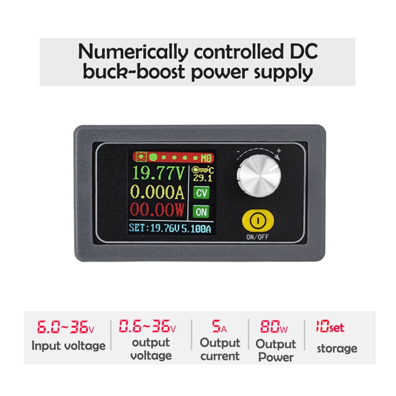 Kleur Screen High-Power Automatische Buck-Boost Module 5A80W Diy Cnc Verstelbare Dc Voeding DC12V Buck Boost