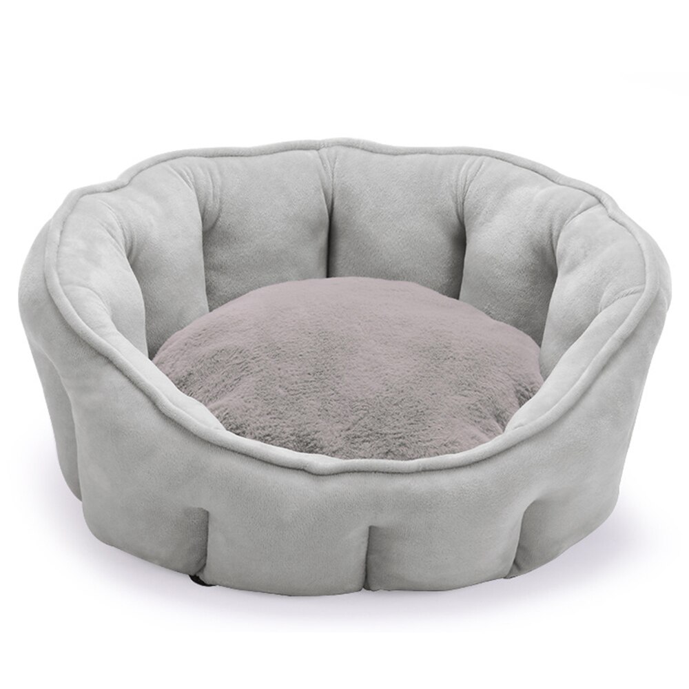 Meraco skalformet katteseng varm hyggelig kæledyrsseng hund & kat hulehus bærbart redemåtte killinghule med aftagelig pude: Grå
