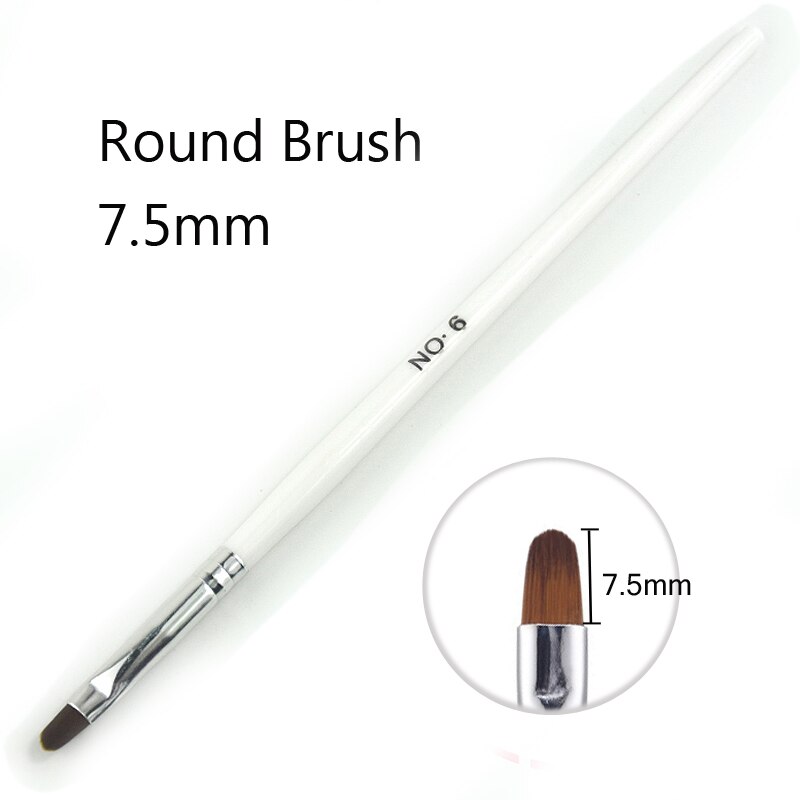 Cepillo plano para limpieza de cutículas, acrílico, herramientas para uñas, 1 unidad: round brush 7.5mm