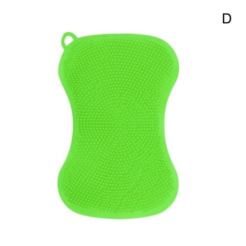 Cepillo de silicona para lavar platos, herramienta de limpieza de cocina, sartén, esponja, estropajo: D