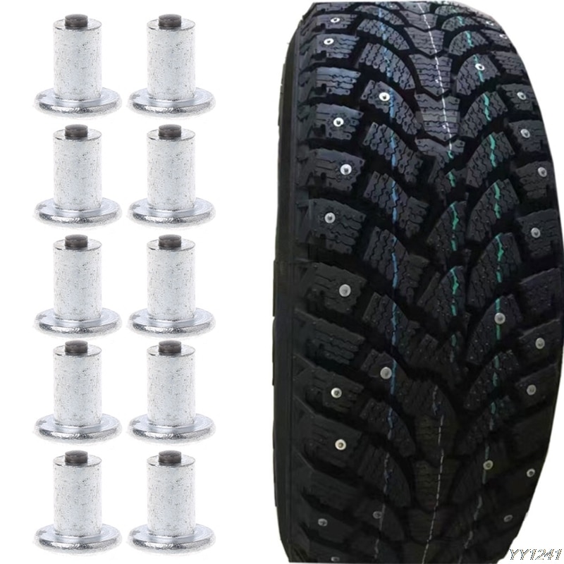100 stuks spikes voor banden, auto, fiets, bandnoppen, platte spikes voor velgen, sneeuw, winter, universeel, 9-10-1mm auto-styling sneeuwkettingen, onderdelen
