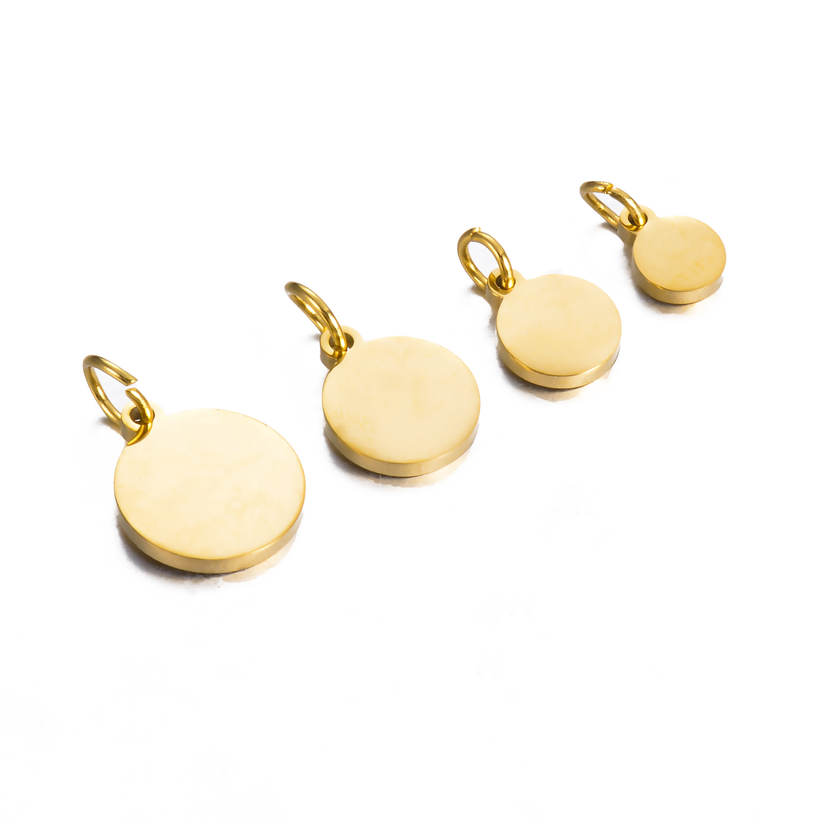 Étiquettes rondes polies en acier inoxydable, breloques 6mm/8mm/10mm/12mm/15mm pour la fabrication de bijoux à faire soi-même, , 10 pièces/lot