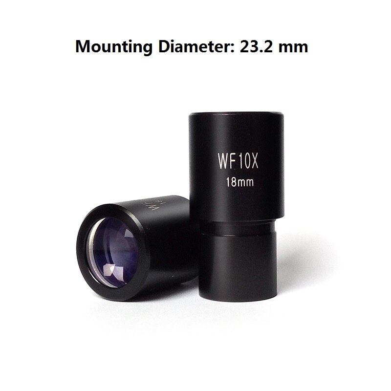 One Pair WF10X Eyepiece Wide Field View 18mm Optical Lens Eyepiece for Biological Microscope Eyepiece Lens Mounting Size 23.2mm
