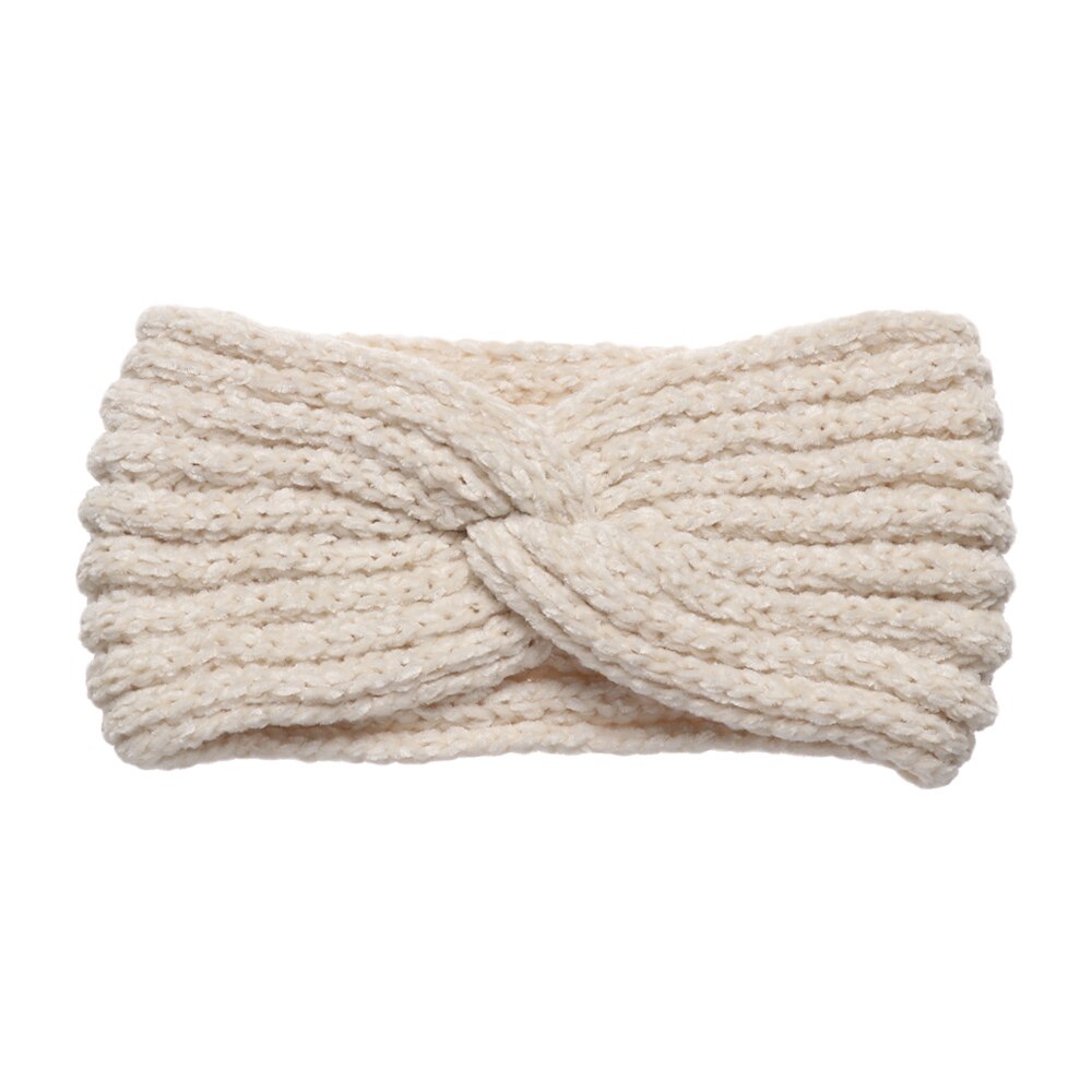 Gebreide Hoofdband Zachte Elastische Brede Haarband Candy Kleur Dikke Warme Vrouwen Meisjes Winter Haarband Yoga Sport Haaraccessoires: white