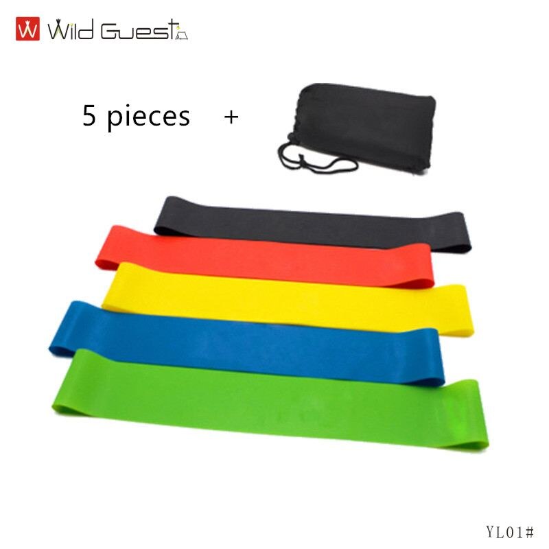 Vijf kleuren fitness weerstandsband yoga spanningsband gym elastiek pilates training elastische apparatuur: Default Title
