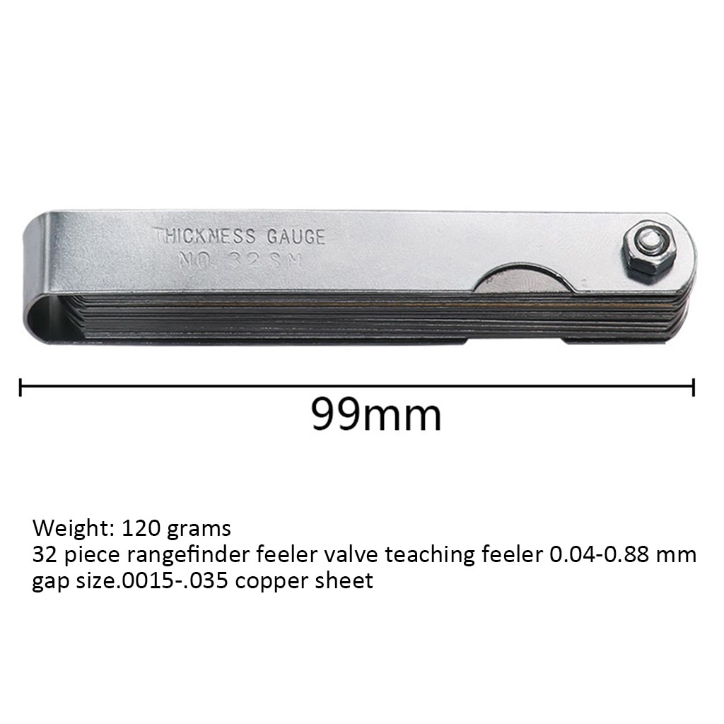 1PC Metric Feeler Gauge 89A 32 Blades Measurements Tools Stainless Steel Foldable Thickness Gap Filler Feeler Measuring Tool