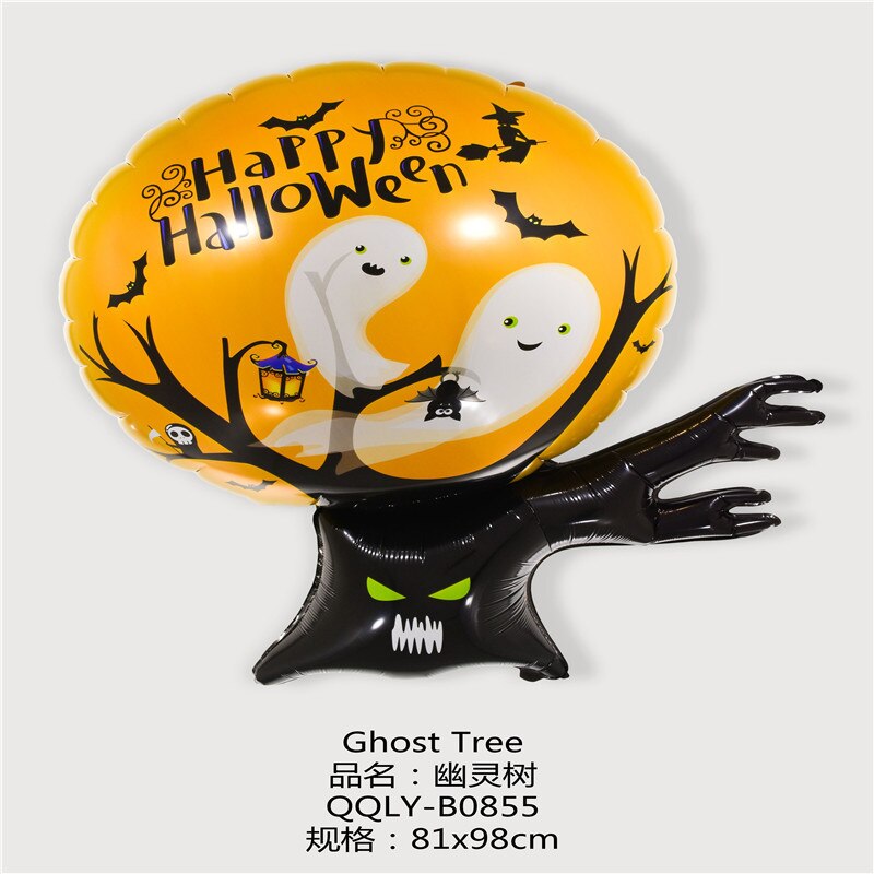 Halloween dekoration oppustelig aluminiumsfilm ballon græskar skelet edderkop spøgelse træ ballon fest tilbehør: Spøgelsestræ