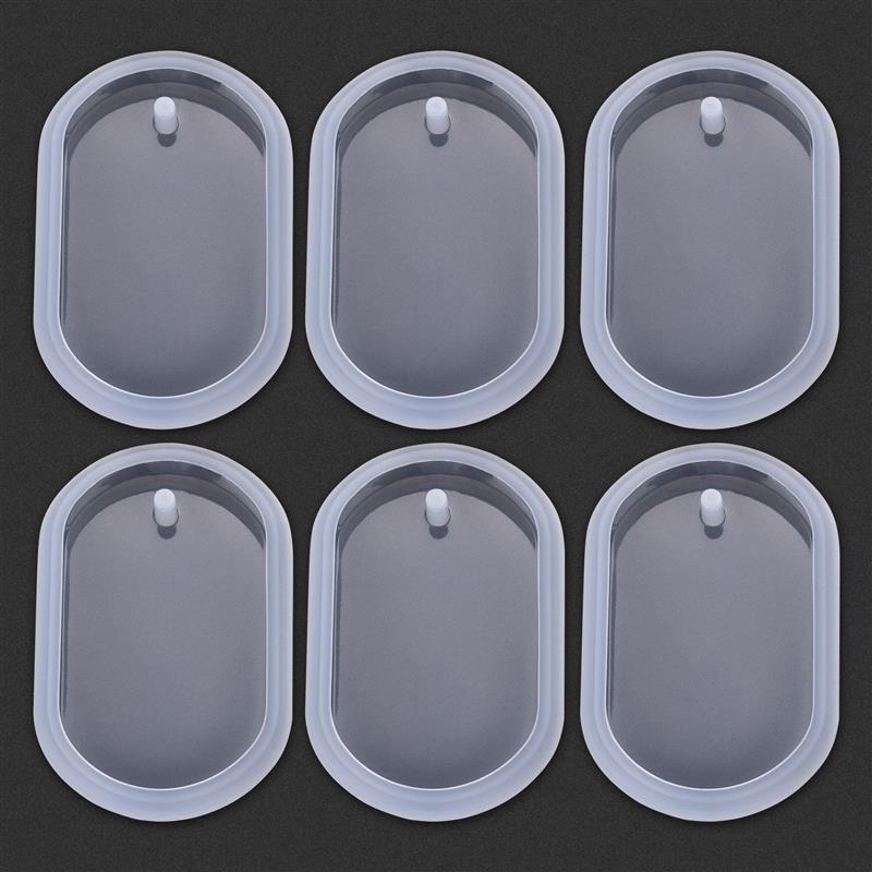 1/6 stuks sleutelhanger hanger siliconen mal set DIY hanger kristal epoxyhars mal ronde rechthoek hangers sieraden maken: Roze
