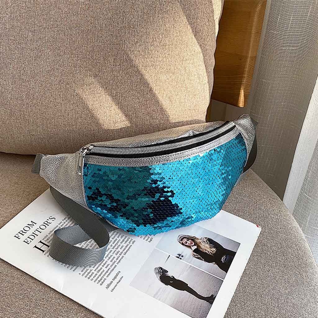 Women waist bag Girl Fanny Pack Women Belt Bag Serpentine Vintage Waist Bags Bum Pouch Phone Leather Chest Packss: Blue 