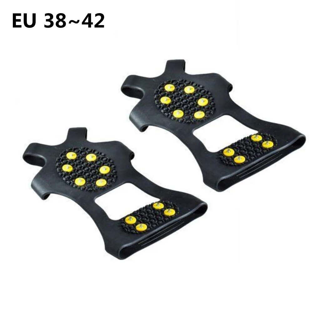 10 Studs Anti-Skid Snow Ice Climbing Shoe Spikes Ice Grips Cleats Crampons Winter Camping Climbing Anti Slip Shoes Cover: L-EU38-42