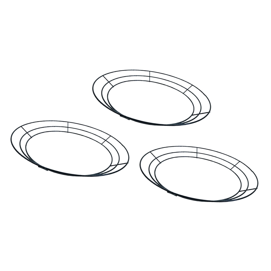 3-Pack Round Metal Wire Wreath Frame Form Hanger - Succulent Pot Metal Hanging Planter Plant Basket Holder - 35cm / 14inch