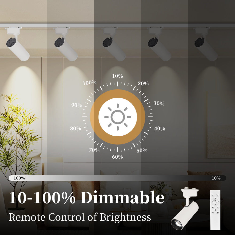 Led track spotlights with remote control, adjustable brightness, spotlight, led track lighting for living room, track ceiling light