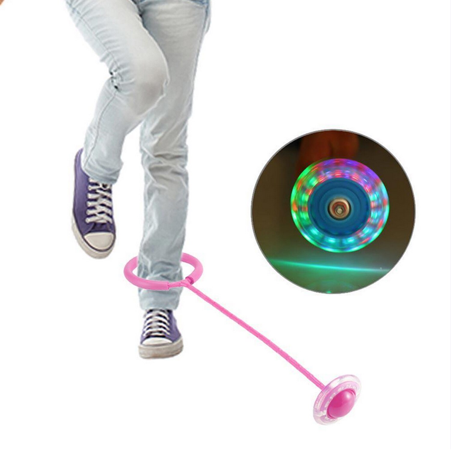 Fun Sport Swing Bal Led Knippert Springen Ring Enkel Overslaan Bal Speelgoed Voor Kinderen Kids Volwassenen Oefening Fitness Apparatuur: Pink