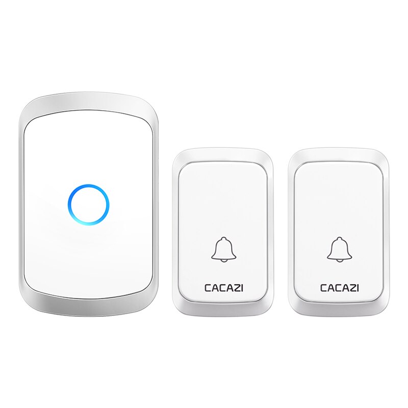 Cacazi Draadloze Deurbel Dc Batterij-Operated Waterdichte 36 Chimes 5 Volume 300M Range Home Security Draadloze Deur Call ring Bell: silver 2x1