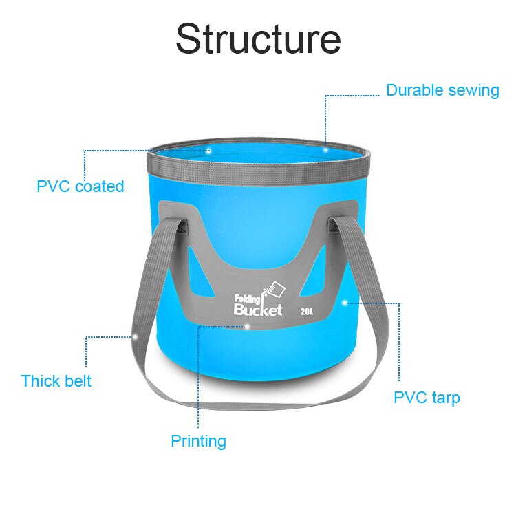 12L/20L Portable PVC Tarp Outdoor Camping Waterproof Fishing Folding Bucket