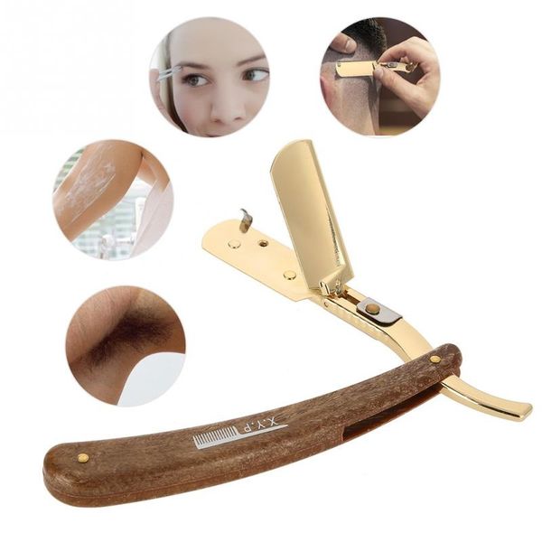 Manual Shaver Folding Straight Razor Stainless Steel Beard Shaver Hair Removal Barber Tool