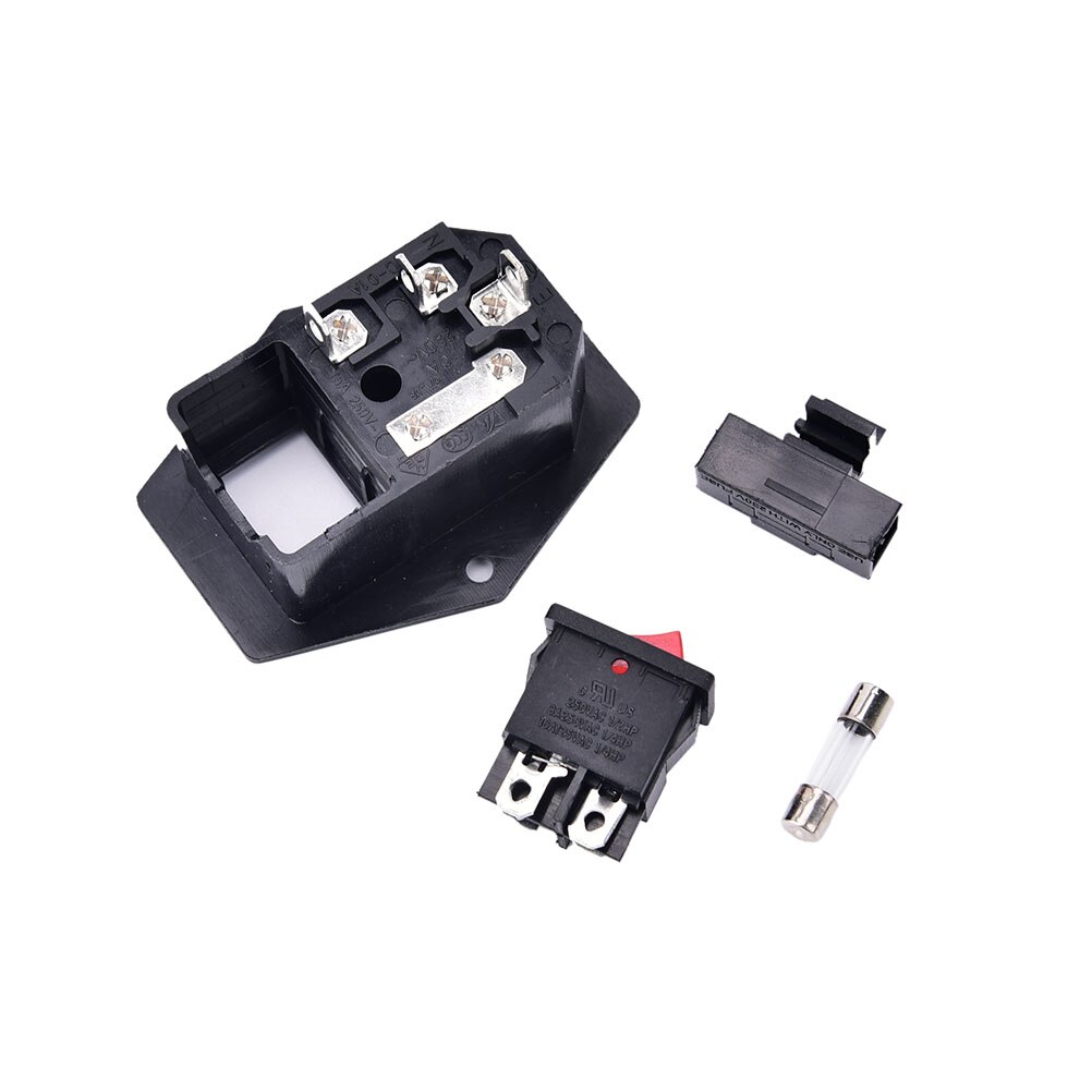 10A 250VAC 3 Pin Iec320 C14 Inlaat Connector Plug Power Socket Met Rode Lamp Tuimelschakelaar 10A Zekeringhouder Socket mannelijke Connector