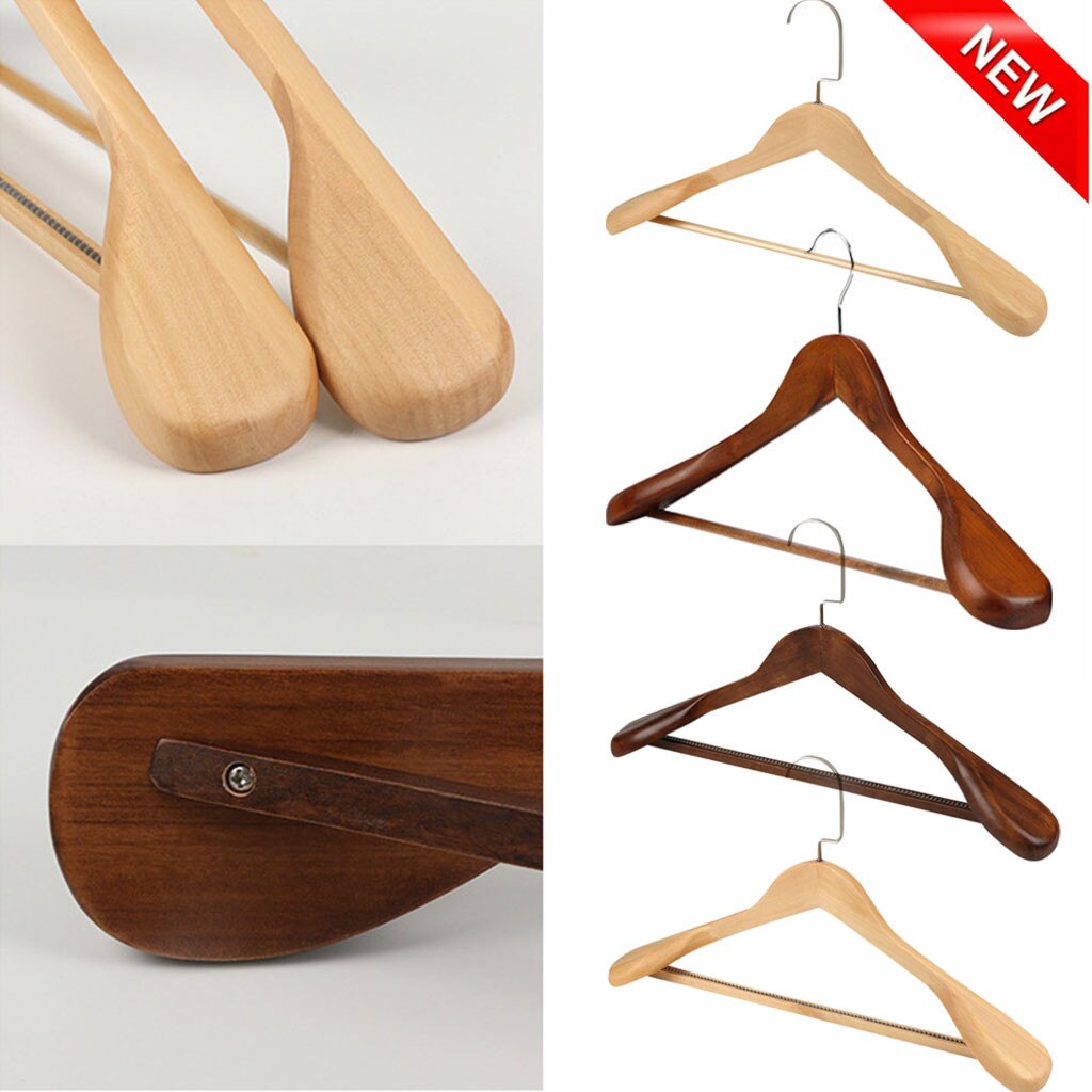 Wooden Clothes Hangers High-grade Wide Shoulder Wooden Coat Hangers - Solid Wood Suit Hanger Non-slip Hanger Lothes Storage Rack