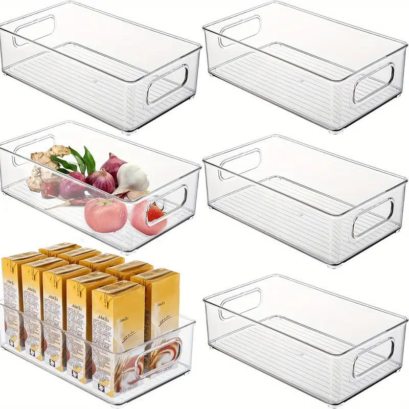 Box with Hand Kitchen Accessor Refrigerator Food Storage Container Refrigerator Organizer Bins Stackable Fridge Food Storage