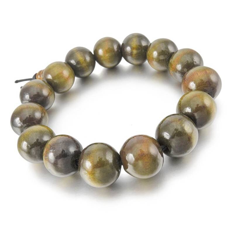 Pulsera de madera de 15mm, pulsera de eslabones, pulsera budista tibetano, Sándalo Verde, Buda, cuentas de oración, oración, Mala, nudo chino, elástico Ma