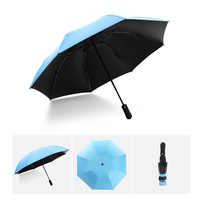 Solid Color Fully Automatic Folding Umbrella Business Gentleman An Open Short Handle Umbrella