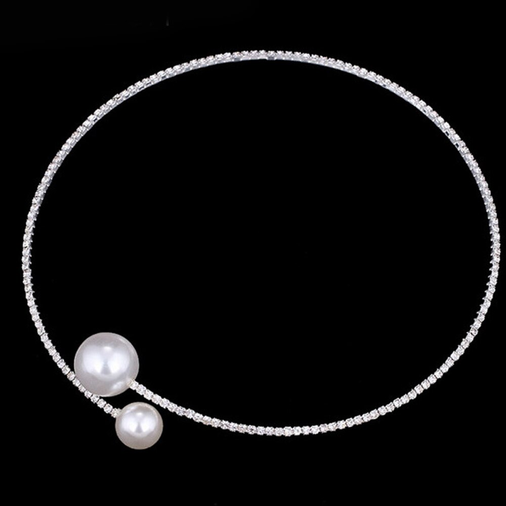 Eenvoudige Gesimuleerde Parel Bruids Sieraden Sets Crystal Mode Bruiloft Sieraden Ketting Armband Sets parel ketting bangle