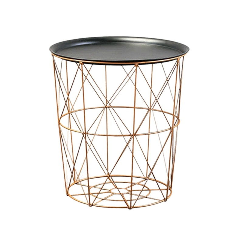 Jeyl moderne guld rund tråd metal opbevaring kurv sidebord soveværelse balkon hjørne tebord: Default Title