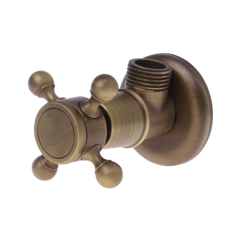 F2TE Antique Brass Triangle Valve 1/2" Male Thread Water Control Valves Bathroom Angle Stop Valve