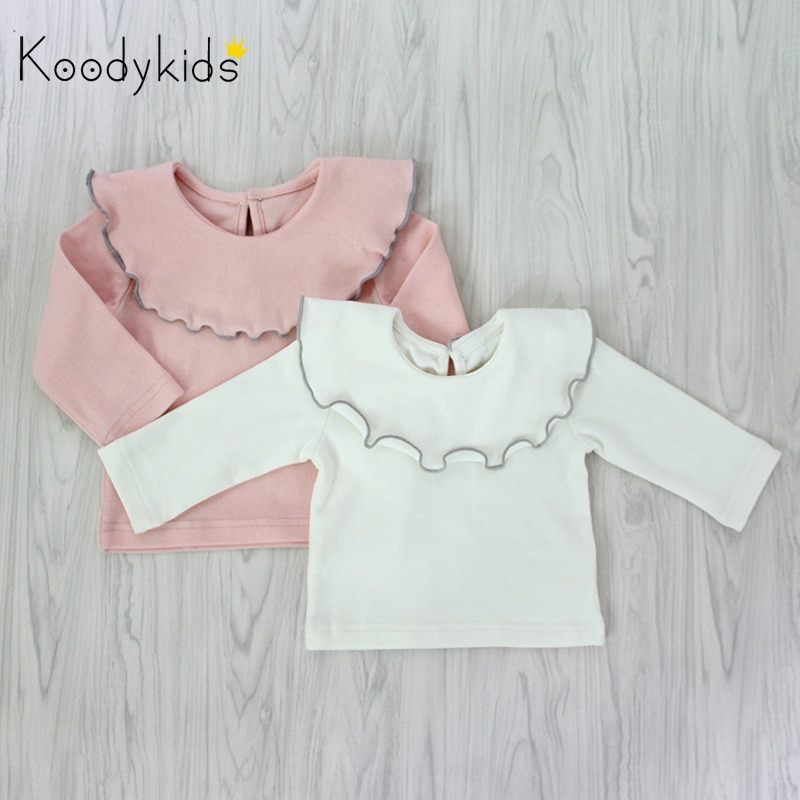 Koodykids Frühling Baby Mädchen T-Shirt Frühling Langarm T-Shirt Baby Mädchen Spitzen Baumwolle Hemd Shirt Autunm