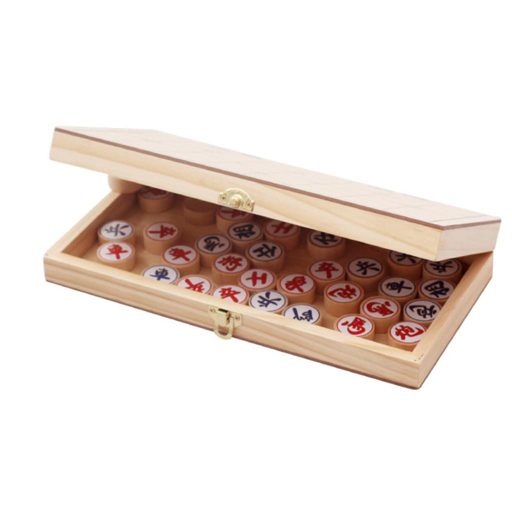 Foldable Wooden Chinese Chess Board Games Tabletop Portable Puzzle Chinese Xiangqi Chess Set For Student Adult