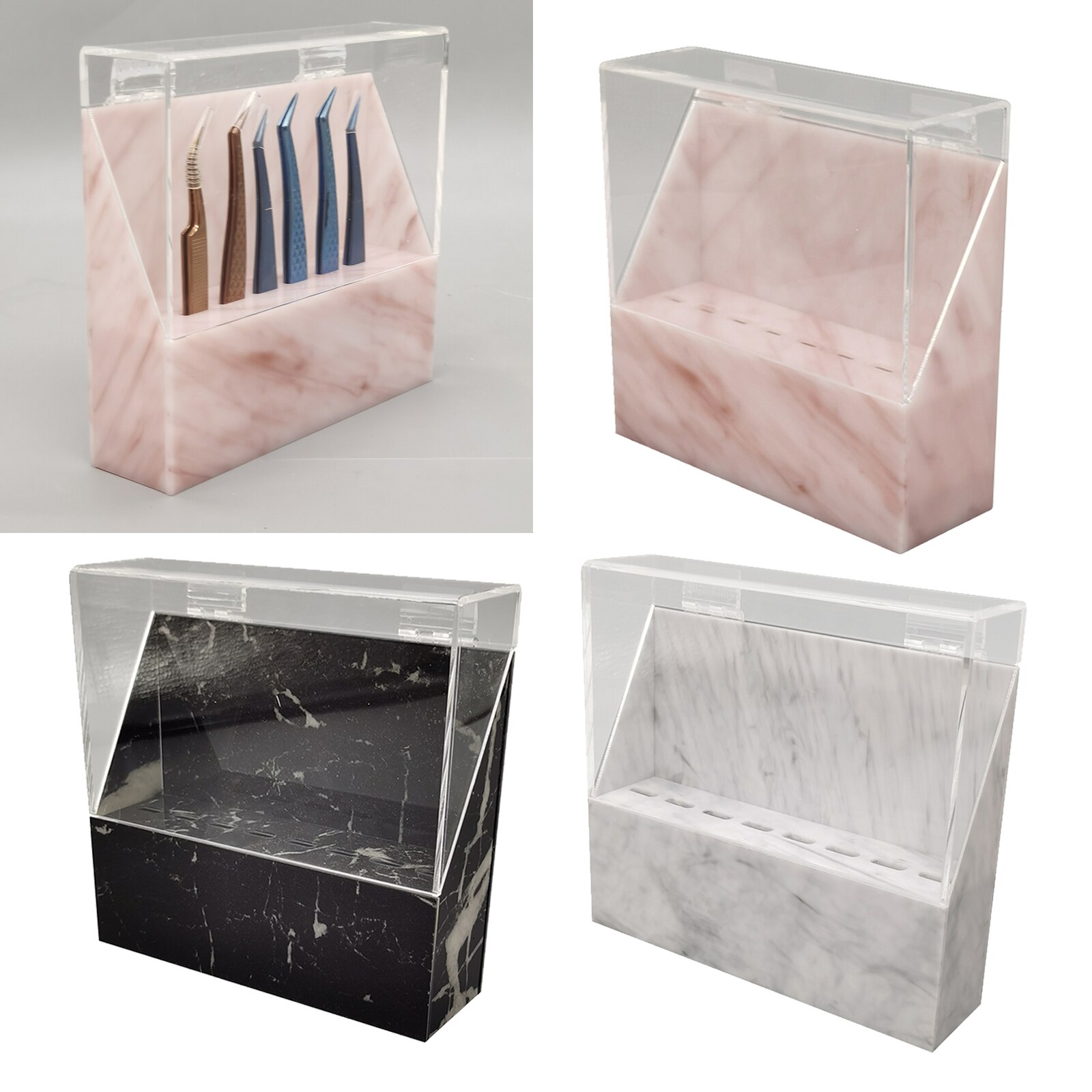 Acryl Clear Pincet Display Stand Met Cover Tweezer Opslag Plank Houder Organizer Rack