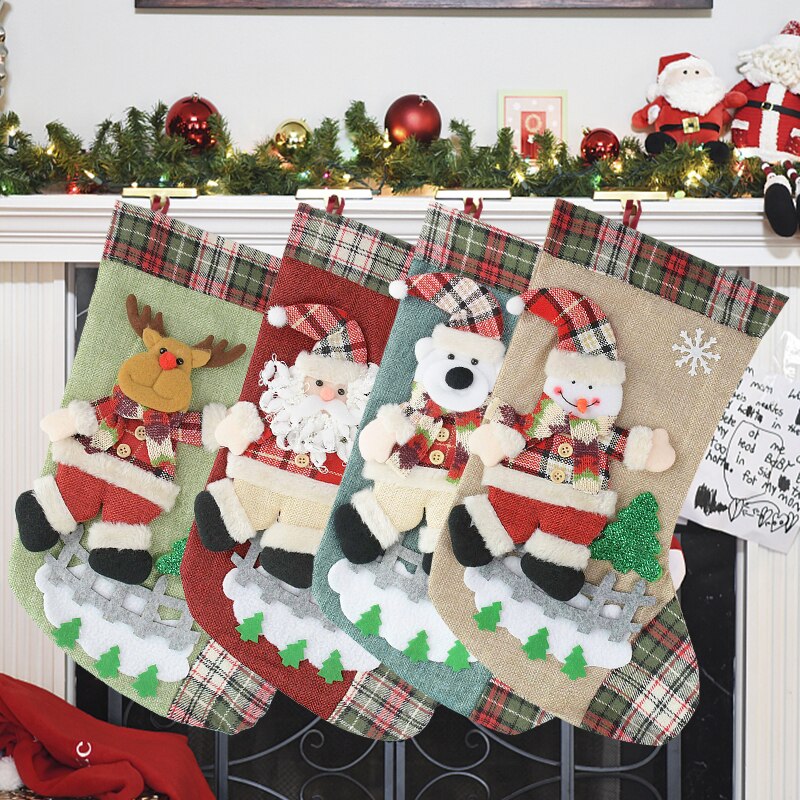 Kerst Cadeau Zakken Kerst Kous Kerstboom Ornamenten Voor Thuis Nieuwjaar Sokken Noel Natal Navidad Decoratie Kids