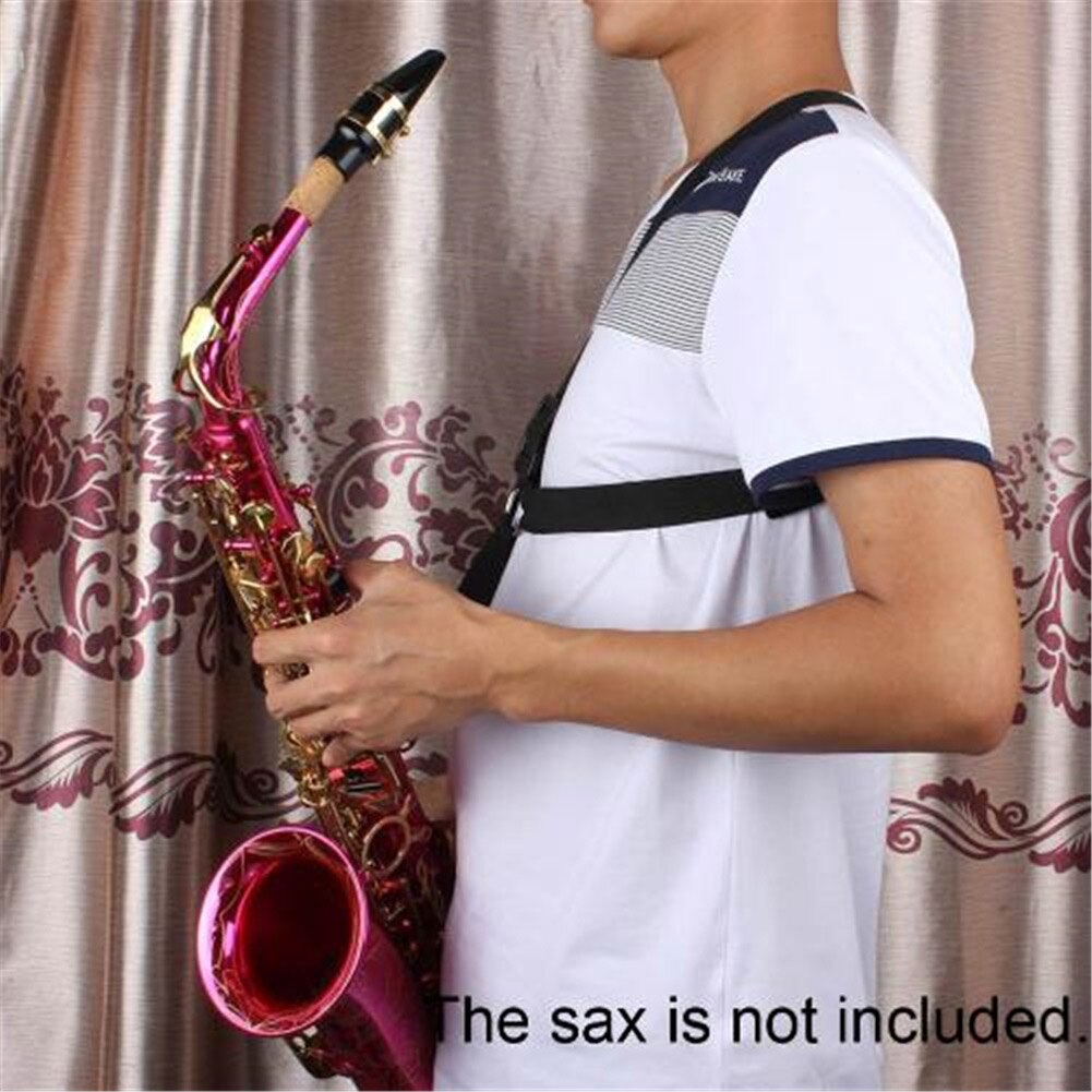 Professionele Verstelbare Harnas Schouder Zwart Sax Saxofoon Belt Neck Strap Voor Alt/Tenor/Sopraansaxofoon Accessoires