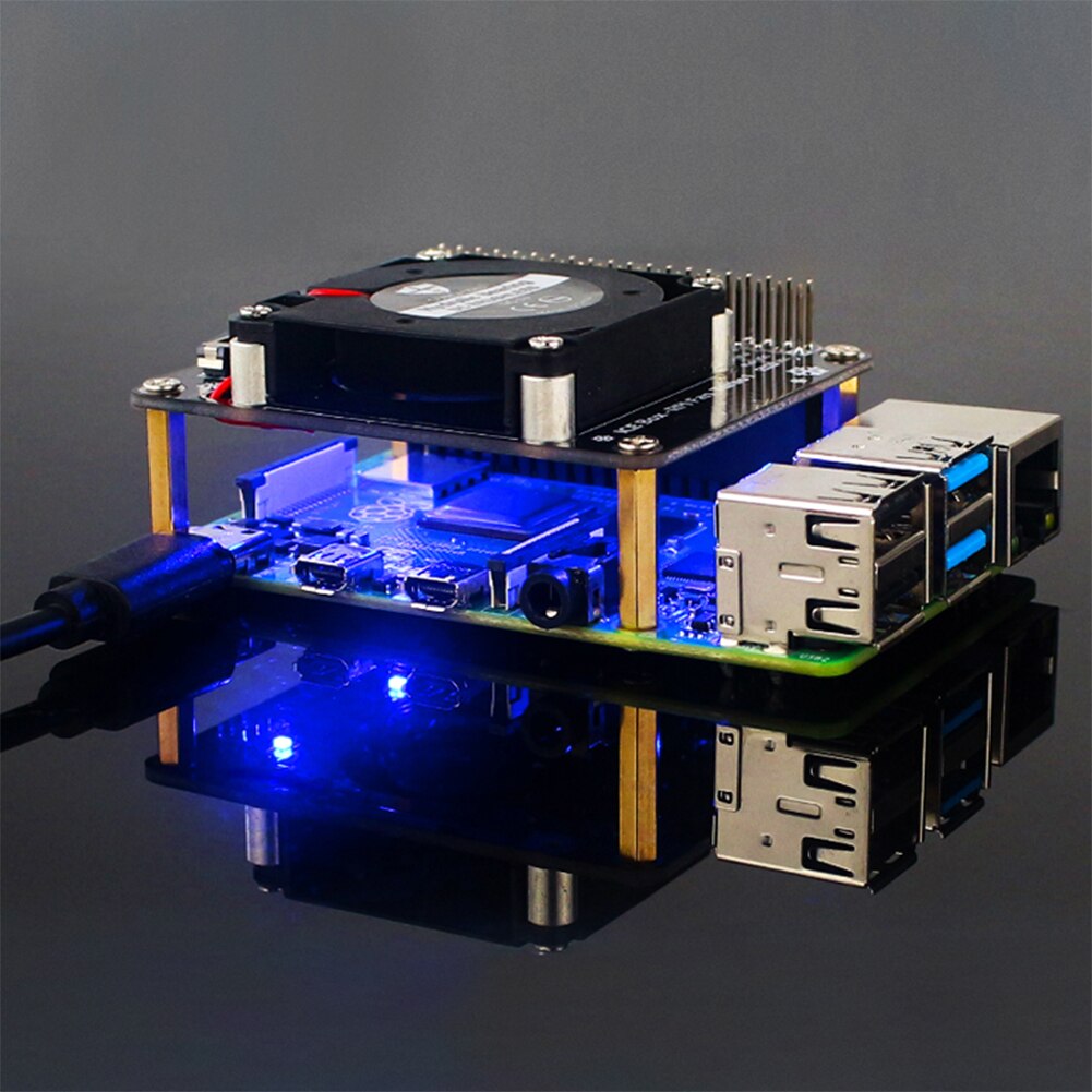 Warmteafvoer mini computercomponenten led koelventilatormodule kantoor met schakelaar voor raspberry  pi 4 model b