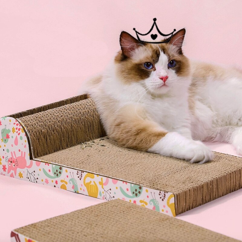 Cartoon Fun Cat Toys Cat Scratch Board S-Shaped Corrugated Paper With Cats Claw Grinding Nail Scraper Mat Mattress Cat Supplies