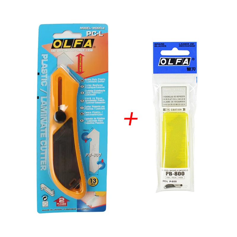 Japansk original olfa pc-l pleksiglass akryl plastplate spesialkniv, pc-s praktisk krokkniv, fritt uttrekkbart blad brukt til: abs-plater, plater, plastplater presisjonsskjæreverktøy: Gul