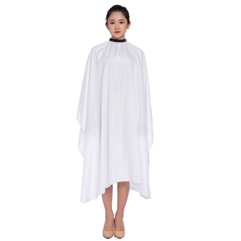 Tablier de coiffeur pour Salon de coiffure, Cape pour coupe de cheveux, robe de coiffure, Cape pour Salon de coiffure, tablier en tissu de coiffure: WB004-White
