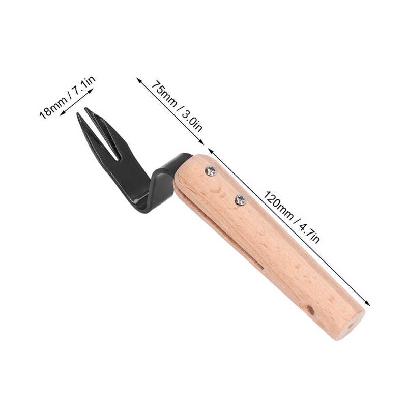 2Pcs Gevorkte Hoofd Hand Wieder Puller Houten Handvat Verwijderen Onkruid Schop Tuin Wieden Vork Trimmen Gereedschap Planten Gadgets
