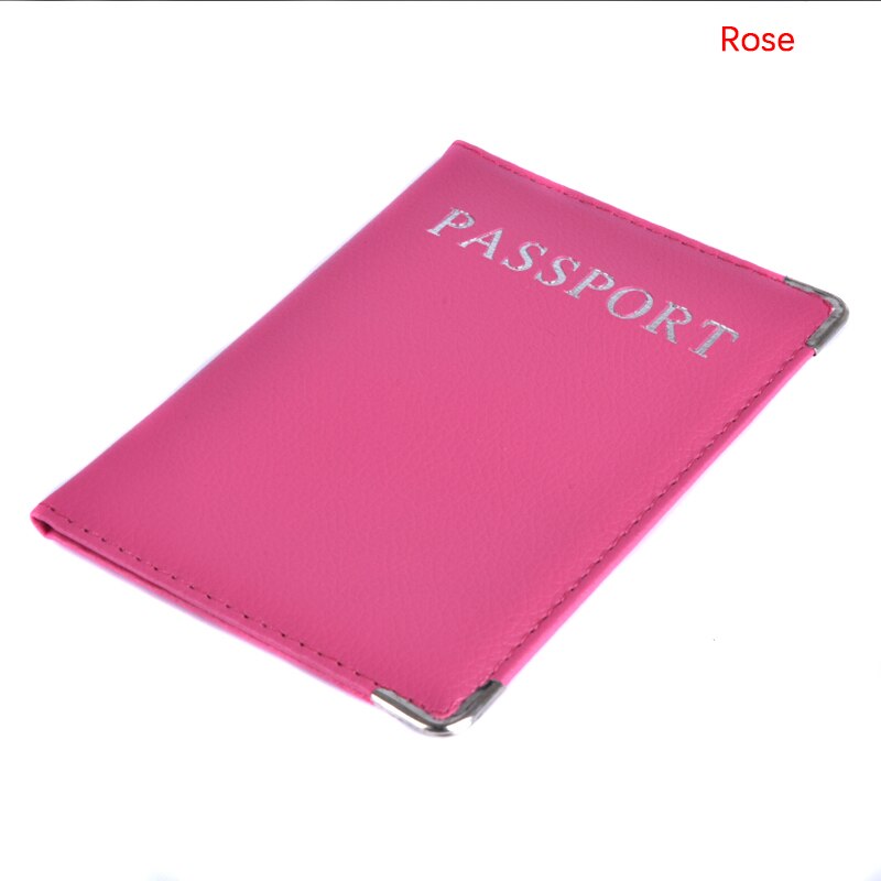 Casual PU Leather Passport Covers Travel Accessories Men Women Passport Business Holder wallet Case ID Bank Credit Card Bag: rose red