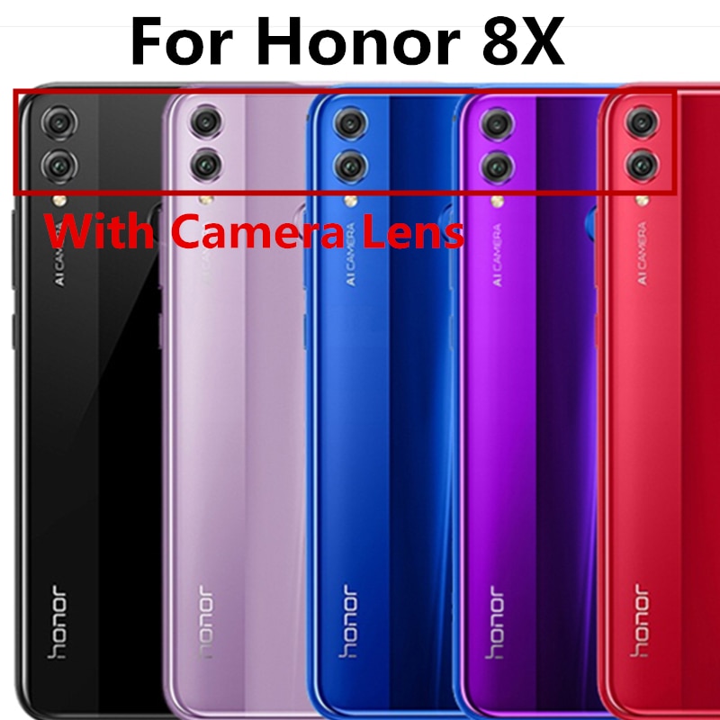 For Huawei Honor 8X Back Glass Battery Cover Rear Door Case Panel For Honor 8X Back Cover Housing With Camera Lens