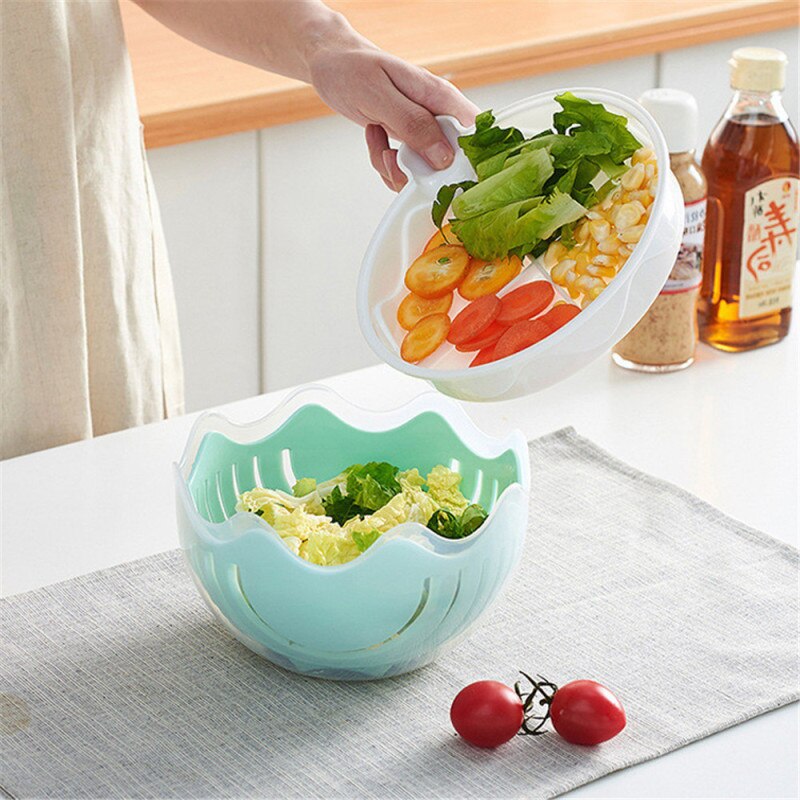 3 in1 Fruit Chopper Slicers Multifunction Salad Bowl Fruit Vegetable Cutting Bowl Kitchen Gadget Cutter Salad maker